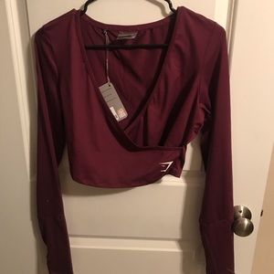 Gymshark Long Sleeve Ballet Crop- Dark Ruby